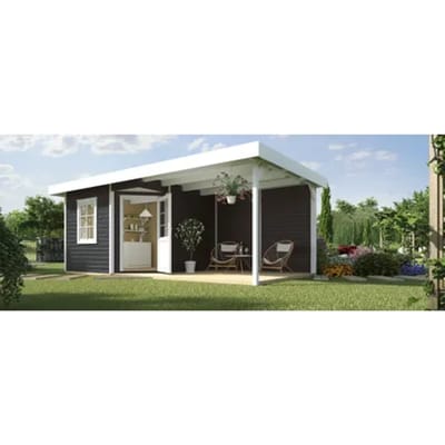 Weka Tuinhuis Met Overkapping 213 Type B Gr1 Antraciet 238x541cm
