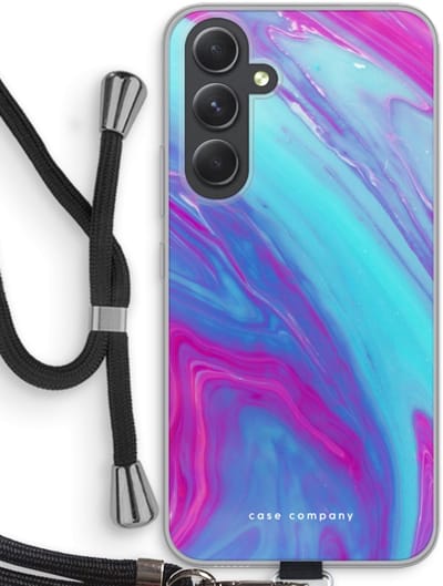 Case Company® - Hoesje met koord geschikt voor Samsung Galaxy A54 hoesje met Koord - Zweverige regenboog - Telefoonhoesje met Zwart Koord - Bescherming aan alle Kanten en Over de Schermrand