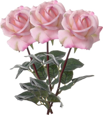Top Art Kunstbloem roos Caroline - 3x - roze - 70 cm - zijde - kunststof steel - decoratie bloemen