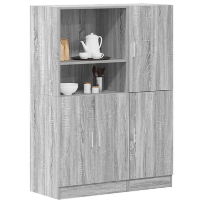 vidaXL - 2-delige - Keukenkastenset - bewerkt - hout - grijs - sonoma - eikenkleur