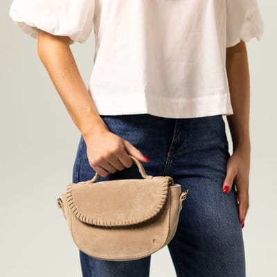 Manfield - Beige suède schoudertas