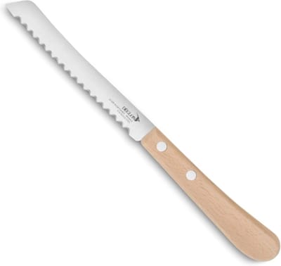 Déglon Tomatenmes – Halfmaanvormige Kartels – Beukenhouten Handvat – 11 cm