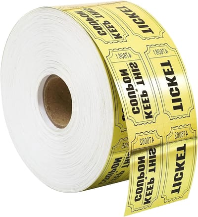 Dubbele Gouden Tombola Tickets, 1000 Stuks, Genummerde Toegangs- en Evenementenkaarten, Perfect voor Beurzen en Vouchers