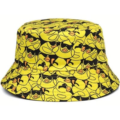 Zomerzonhoed Omkeerbare Gele Eend Bucket Hat Ontworpen Voor Unisex Katoen Bob Panama Meisjes Strand Reizen Buiten Vissershoed Hoge Kwaliteit black
