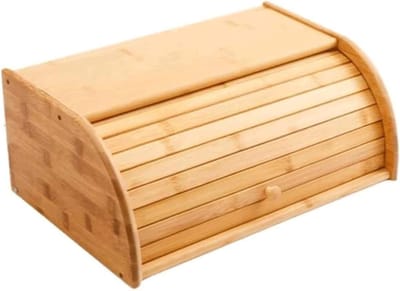 Grote Brooddoos - Keuken Opslag - Brood Vers Houden - Natuurlijk Hout - 41x28x17cm - Houtkleur