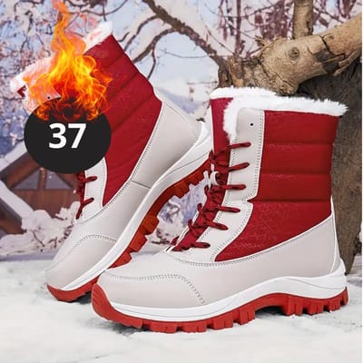 Bovista Snowboots - Sneeuwschoenen - Sneeuwboots - Dames - Wintersport - Ski - Skischoenen - Grijs Rood - 37 - Laarzen