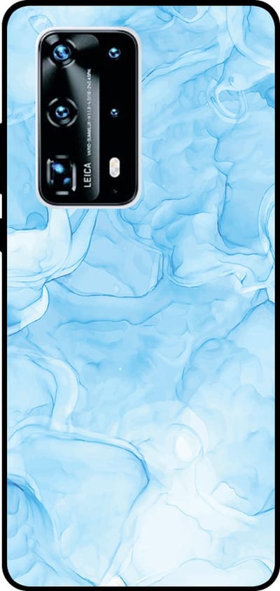 Smartphonica Telefoonhoesje Geschikt voor Huawei P40 Pro Plus met marmer opdruk - TPU backcover case marble design - Lichtblauw geschikt voor Huawei P40 Pro Plus