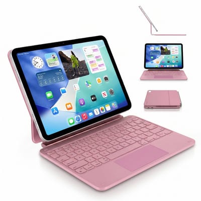 DECODED iPad Magnetische Toetsenbord met Trackpad en Backlight - Geschikt voor iPad 10.9 inch (10e generatie, 2022) - iPad 11 inch (A16, 2025) - Bluetooth Keyboard - Oplaadbaar via USB-C - Roze