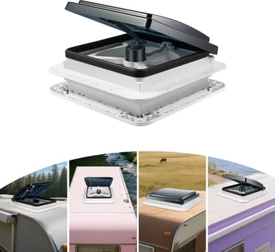 Archi 12V Caravan Dakventilator – Camper Dakraam Ventilator - LED verlichting – IP68 - RV afzuigventilator- 280 × 280 mm – Wit