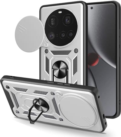 MobyDefend Hoesje - Geschikt voor Xiaomi 15 Ultra - Pantsercase Met Draaibare Ring - Zilvergrijs