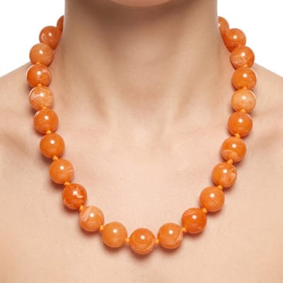 Mandarijn oranje kralen ketting dames ronde gemarmerde kralen handgemaakte kralen ketting met verstelbare sluiting bohemian stijl glanzende kralen ketting zonder hanger fashion sieraden