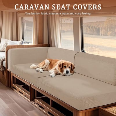 Bankhoes - Waterdichte Caravan Stoelhoes - W 50-70 cm, D 50-70 cm - set van 1 - Beige