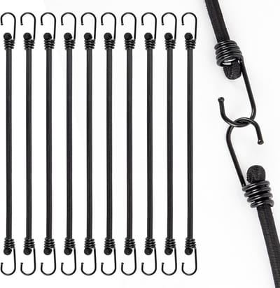 Spanrubber Met Haken - Expander Banden - Bagage Bevestigen - Antislip Gecoate Haken - 10 Stuks 80 cm - Zwart