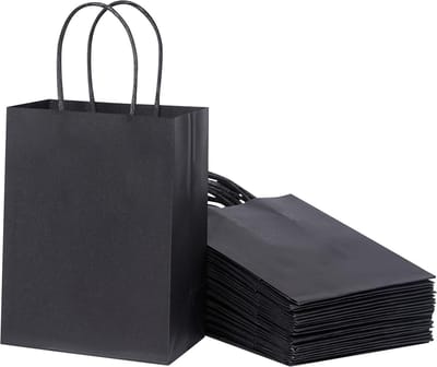 Mini Goodie Bags - Kleine Cadeautasjes - Feestelijke Uitdeelzakjes - Met Handvat - 25 Stuks - Zwart