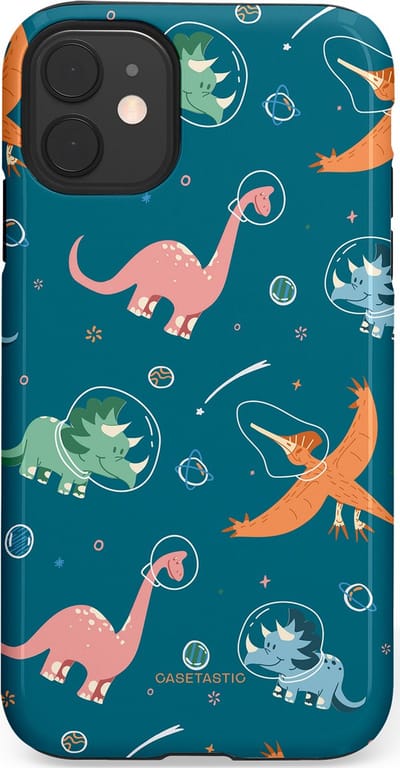 Casetastic hoesje geschikt voor Apple iPhone 11 - Dubbellaagse bescherming - Ruimte raptors - Fashion Case - Petrol Perzik