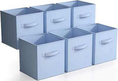 Opbergkubussen, 28 cm, opvouwbare stoffen manden voor het ordenen van voorraadkast, kast, plank, kinderkamer, speelkamer, nis, 6 opvouwbare stoffen kubusvormige opbergbakken voor thuis,