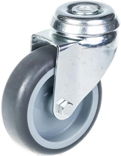 75 mm (3 inch) zwenkwiel met grijze rubberen band, draaibaar, draagvermogen 60 kg