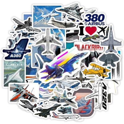 Vliegtuig Collectie Stickers Gevechtsvliegtuig Luchtvaartmaatschappij Vliegtuig Coole DIY Cadeau Decal voor Telefoon Laptop Flessen Scrapbook Waterdichte Sticker white