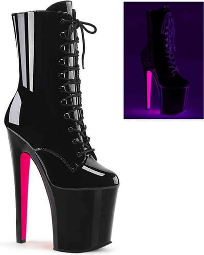 Pleaser - XTREME-1020TT Plateau Laarzen, Paaldans schoenen - Paaldans schoenen - 36 Shoes - Zwart/Roze