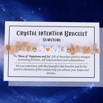 Bixorp Gems Zonnesteen "Love" Intentie Armbandje - Armband met Edelstenen Kralen op Cadeau kaartje