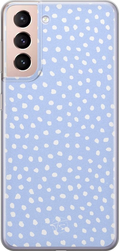 Hoesje geschikt voor Samsung Galaxy S21 - Paars lila stippen - Soft Case - TPU - Gestipt - Paars - Mooie Telefoonhoesjes