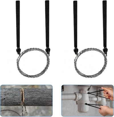 Mini Handzaag Set van 2 Stuks - Rvs Draadzaag van 60 cm voor Noodsituaties, Kamperen en Houtbewerking