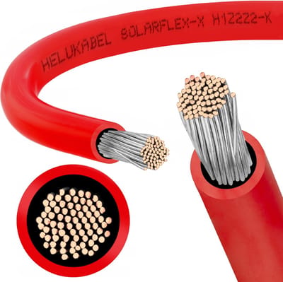 Rode zonnekabel voor fotovoltaïsche systemen 4mm² - SOLARFLEX-X H1Z2Z2-K Made in Germany - 1m | fotovoltaïsche zonnekabel | Solarkabel | UV-bestendig, flexibel, Fotovoltaïsche Kabel, PV Kabel, Solar Verbindingskabel voor Zonnepanelen