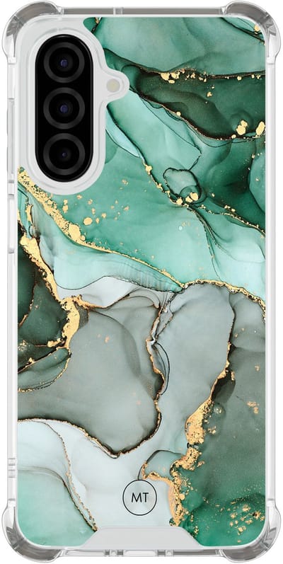 Hoesje (shockproof) geschikt voor Samsung Galaxy A26 - Marble Design - Extra sterke case - TPU/polycarbonaat - Marmer - Grijs, Groen, Transparant