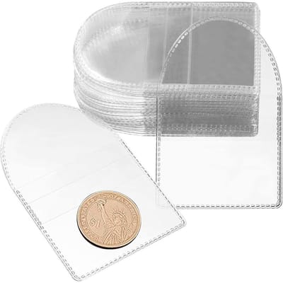 Dailygoods- Muntcovers 50 Stuks - Transparant - Coin Storage - Dubbelzijdig - 5.5 x 5 cm - Hoogwaardige PVC Materialen - Muntzakjes