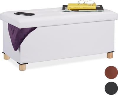 hocker met opbergruimte - kunstleer - 35x76x37 cm - zitbank hal - wit