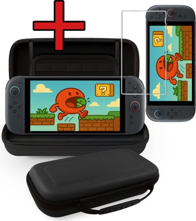 Hoes Geschikt voor Nintendo Switch 2 Case Hard Cover Bescherm Hoesje Met Screenprotector - Case Geschikt voor Nintendo Switch 2 Hoes - Zwart