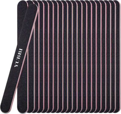 YUBBI 20 Stuks Dubbelzijdige Zebra Nagel Vijl - Manicure Set - Nagelverzorging - 100/180 grit - Zwart