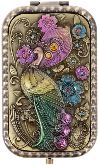 Dailygoods- Zakspiegel Dubbelzijdig - Opvouwbare Ronde Spiegel - Vintage Make-up Spiegel - Compacte Reisspiegel - Metalen Constructie - Ideaal voor Geschenken - Make-upspiegel