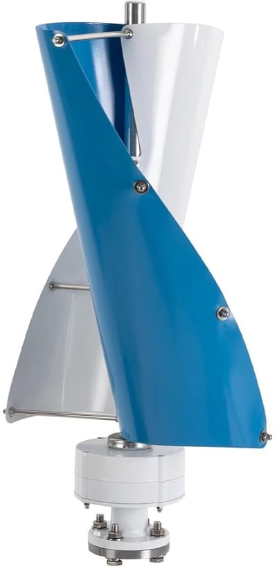 Verticale Windturbine - Stroomopwekking Generator - Energie Voorziening - Spiraalvormig Ontwerp - 40x71cm - Wit Blauw