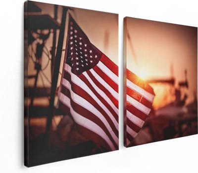 Artaza Canvas Schilderij Tweeluik Amerikaanse Vlag - Verenigde Staten - 120x80 - Foto Op Canvas - Canvas Print