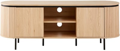 CALICOSY - Tv-meubel met 2 deuren en zijkanten met groefeffect L150 cm - MALAGA