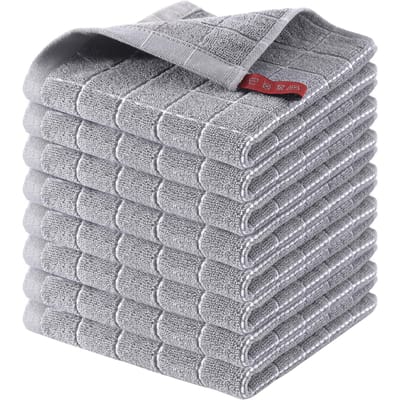 Homaxy Huis Katoen Badstof Keukendoeken Katoenen Keukendoeken Geruit Ontworpen Super Zacht Absorberend Afdroogdoeken Meerpak 12 12-2pack lichtgrijze kleur