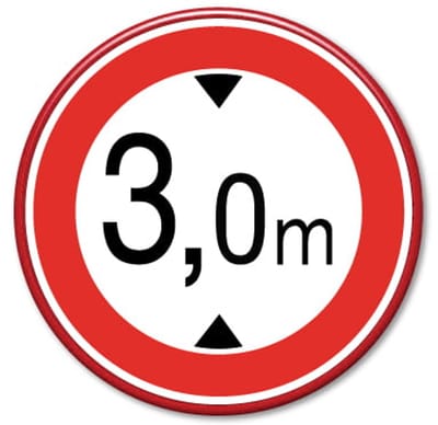 Verkeersbord Maximale doorrijhoogte C19 - 3,0m - Weerbestendig Aluminium - Ø60 cm - Bevestiging: Met muur-/ wandmontage beugels