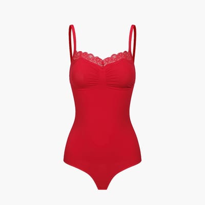cfab - Bodysuit met corrigerende werking en kant - Bruin-S - Corrigerende Body - Naadlos - corrigerend ondergoed dames
