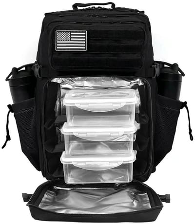 Archi Combi rugzak 45L – Reistas - Geïsoleerde backpack – Fitness & meal prep rugzak - Outdoor – Zwart