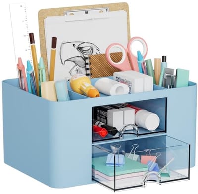 Dailygoods- Bureau Organiser Multifunctioneel - Bureau Organiser met Lades - Pennenhouder - 7 Compartimenten - Notebook Houder - Grote Capaciteit - Bureau Caddy