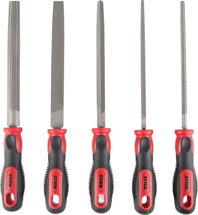 STIER - Werkplaatsvijlenset 200 mm H2 - 5-delig met Ergonomisch Handvat