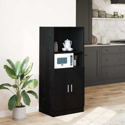 vidaXL - Keukenkast - 57x41,5x131,5 - cm - bewerkt - hout - zwart
