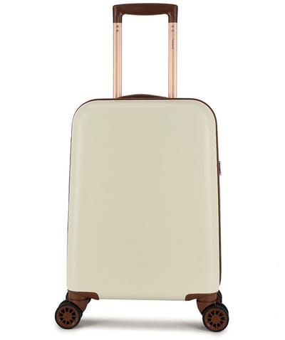 Decent RETRO Handbagage koffer 55x35x20 - Handbagage trolley - Lichtgewicht koffer - Reiskoffer - Veilig TSA Cijferslot – White