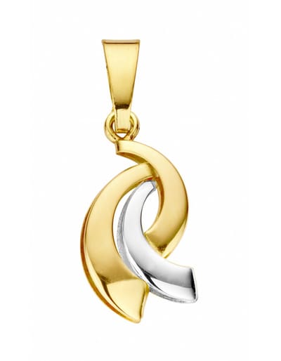 Mori Gold 14krt geel-/witgouden hanger, subtiele fantasie hanger met een moderne uitstraling, model 41-HX-531