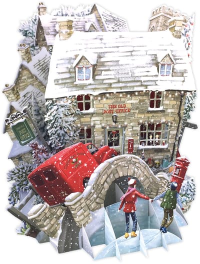 3D-Pop Up Wenskaart The Old Post Office - Laser gesneden kerstkaart