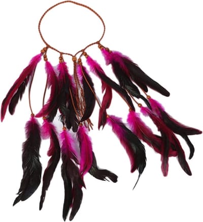 Festival Haarband - veren - boho - Ibiza - Indianentooi - hoofdband - Hippie accessoires - Paars 1 stuks