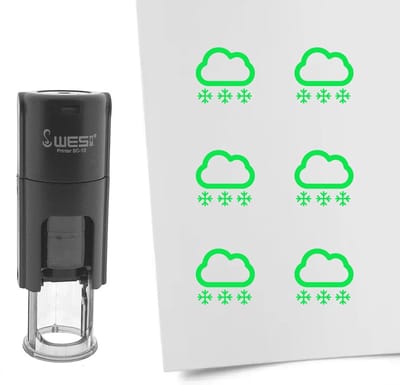 CombiCraft Stempel sneeuw 10mm rond groene inkt - per 1 stuk