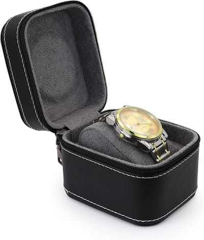 Elegante Horloge Doos van PU Leer met Verwijderbare Kussen, Draagbare Reiskoffer voor Horloges, Perfect voor Zakelijke Activiteiten en Tentoonstellingen (Zwart)