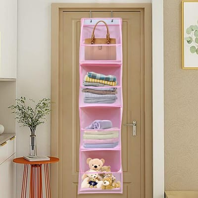 Dailygoods- Hangende Organizer - 4 Zakken - Vliesstof - Transparant PVC - Slijtvast - Met Haken - Geschikt voor Kledingkast/Badkamer - Opbergzak